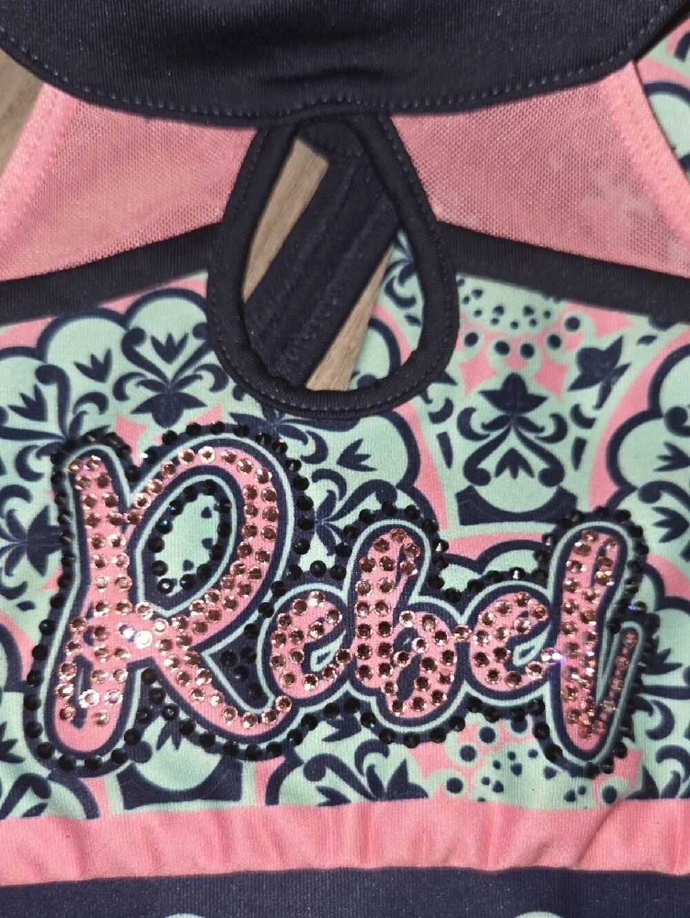 Rebel Patterned Girls' Two-Piece Cheer Practice  Set - Pink & Aqua